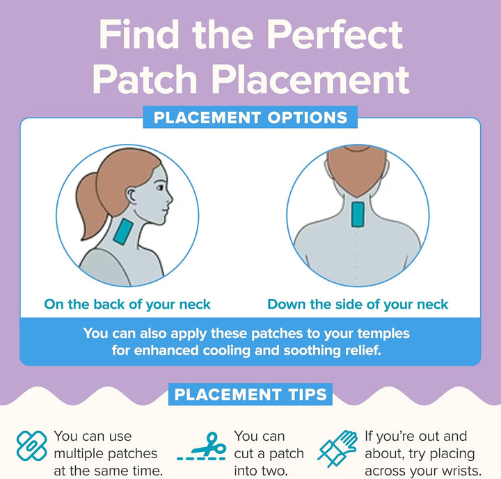 Cooling Forehead Patch for Hot Flashes, Menopause, Head Discomfort, Head Tension - Infused with Basil & Rosemary - Designed Specifically for Hot Flashes