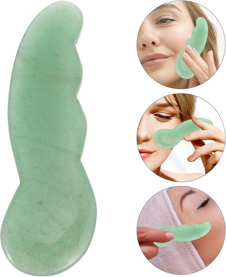 Natural Jade Gua Sha Board Facial Massage Tool for Relief and Green Agate Scraping Massager to Reduce Puffiness Dark Circles and Skin Circulation