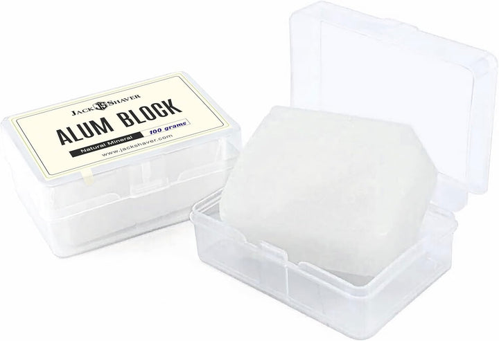 Natural Alum Block in Plastic Case (100 G./3.5 Oz.) Aftershave Blood Stopper Antiseptic Astringent Soothing Solution for Shaving Razor Burn Relief