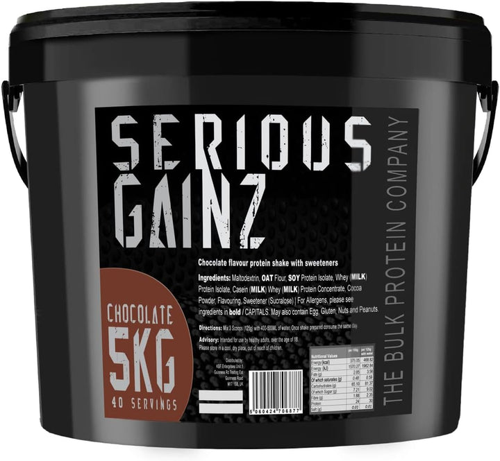 , SERIOUS GAINZ - Whey Protein Powder - Weight Gain, Mass Gainer - 30G Protein Powders (Chocolate, 5Kg)