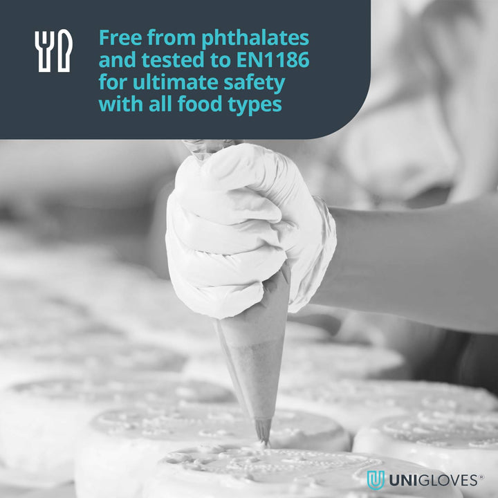 White Pearl Nitrile Examination Gloves - Multipurpose, Powder Free and Latex Free Disposable Gloves - Box of 100 Gloves, White, Medium (GP0023)