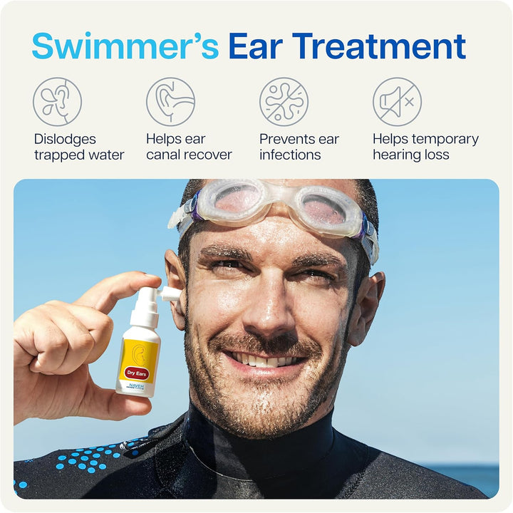 ® Dry Ears | Swimmers Ear Drops Spray - Ear Drying Drops for Swimmers Adults and Kids/Remove Water Trapped in Ears and Hearing Loss (30 ML)
