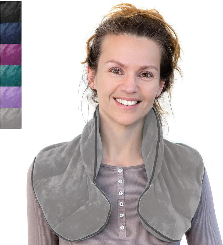 Wheat Bags Microwavable Neck and Shoulder (1.5Kg) - Heavy Lavender Heat Pads for Neck, Shoulder, Back Pain, Period Pain, and Stress Relief - Durable, Soothing Microwave Heat Pad (Dark Grey)