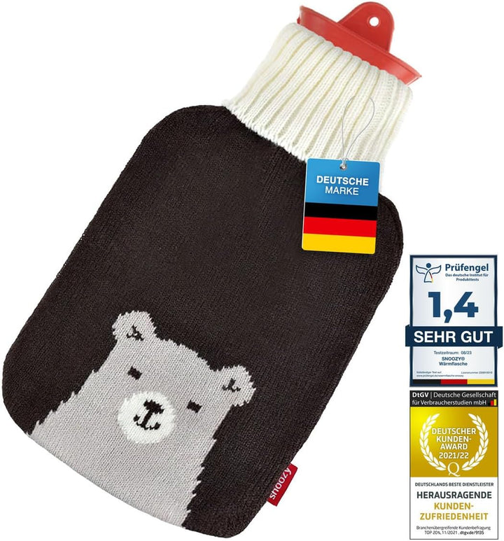 ® Hot Water Bottle with Soft and Cuddly Cover XXL with 2 Litre Volume for Long-Lasting Warmth; 100% Natural Rubber. (Without Cover)