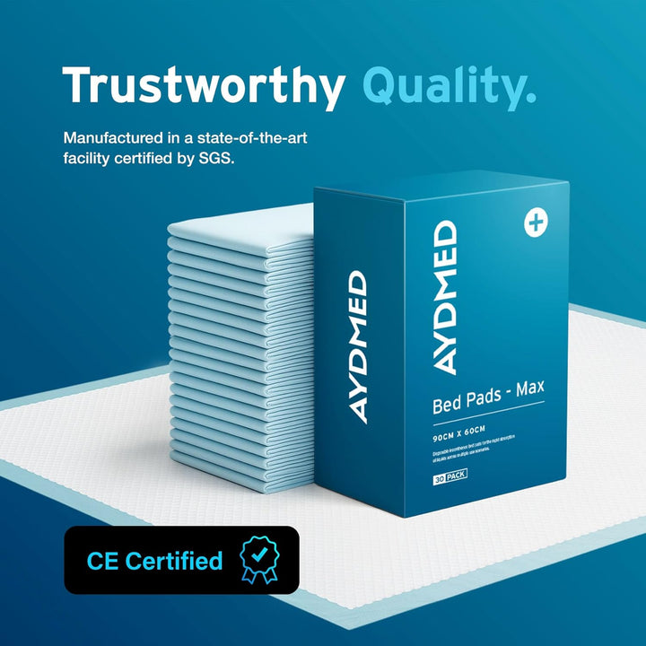 30 X  Incontinence Bed Pads 90 X 60Cm | Extra Large Disposable Incontinence Pads | Maximum Absorbency Incontinence Bed Sheets for Adults, Children & Babies | 1,200ML Capacity | CE Certified