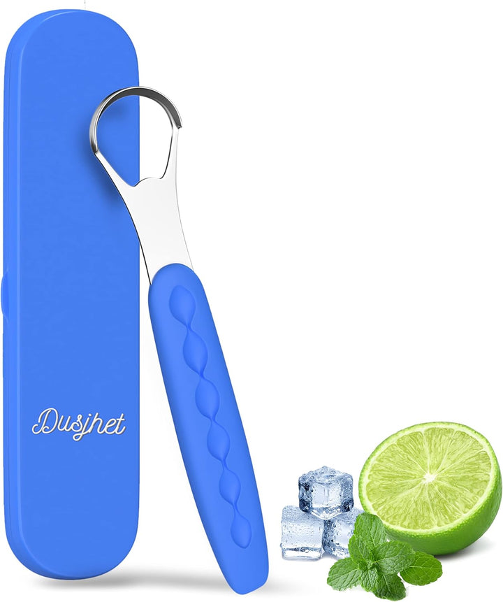 Tongue Scraper Cleaner for Adults & Kids Pack, Medical Grade Stainless Steel Tongue Brush Set, Oral Self Care for Bad Breath, Tongue Scraping with Travel Case (1Pcs)