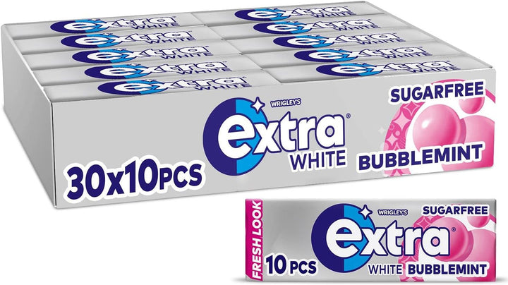 Wrigley'S  White Chewing Gum, Peppermint Flavour, 30 Packs of 10 Pieces, Sugar Free Bulk Pack Gum with Xylitol (300 Pieces)-Packaging May Vary