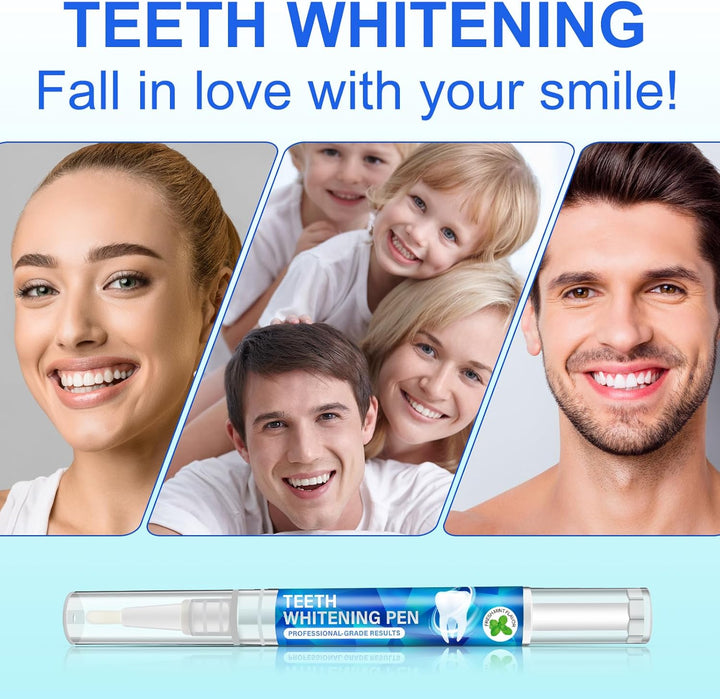 Teeth Whitening Pen - Teeth Whitening Gel Essence, 6 PCS Deluxe Kit, 5 Minute Effective Whitener Bleach Pen for Adults, No Sensitivity, Mint