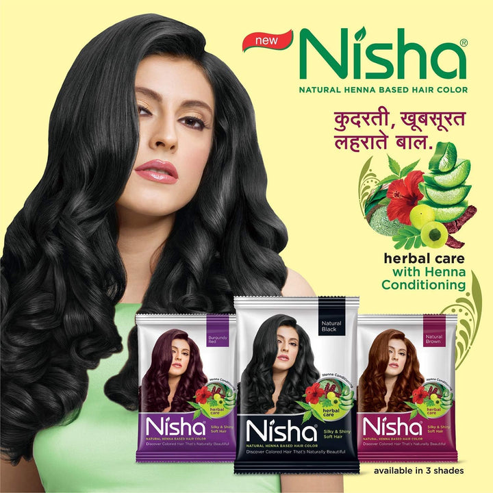 Natural Color Hair Henna Powder (Natural Black) 10G Pack of 10 by
