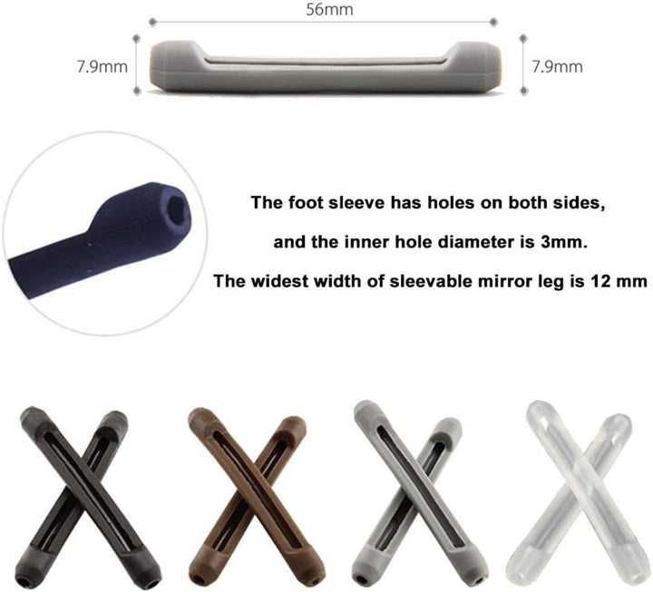 4 Pairs Eyeglasses Temple Tips Sleeve Retainer, Soft Silicone Anti-Slip Elastic Comfort Glasses Retainers, for Spectacle Sunglasses Reading Glasses Eyewear (Random Color) (Black,Clear,Grey,Brown)1