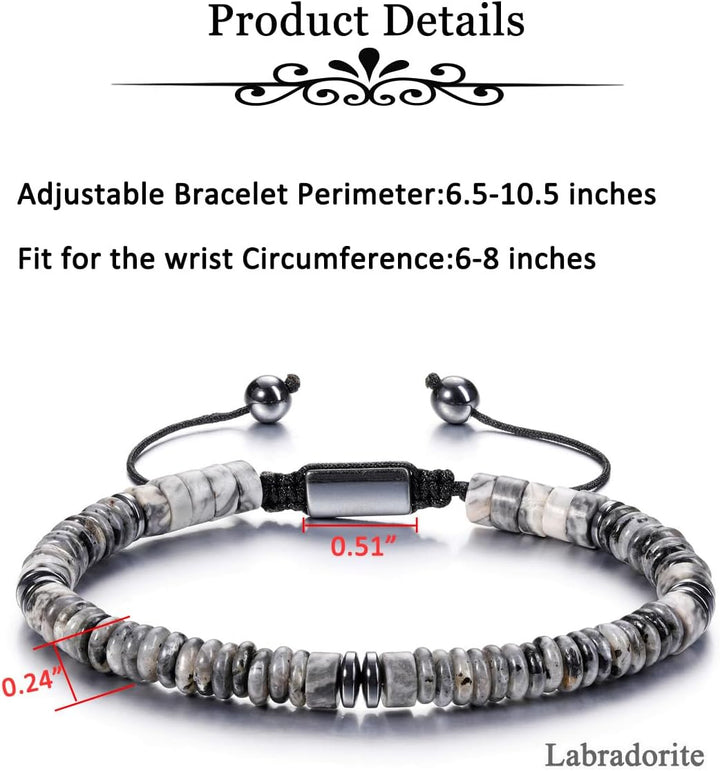 Healing Crystals Bracelet Adjustable Natural Crystal Stone Bracelets for Men and Women