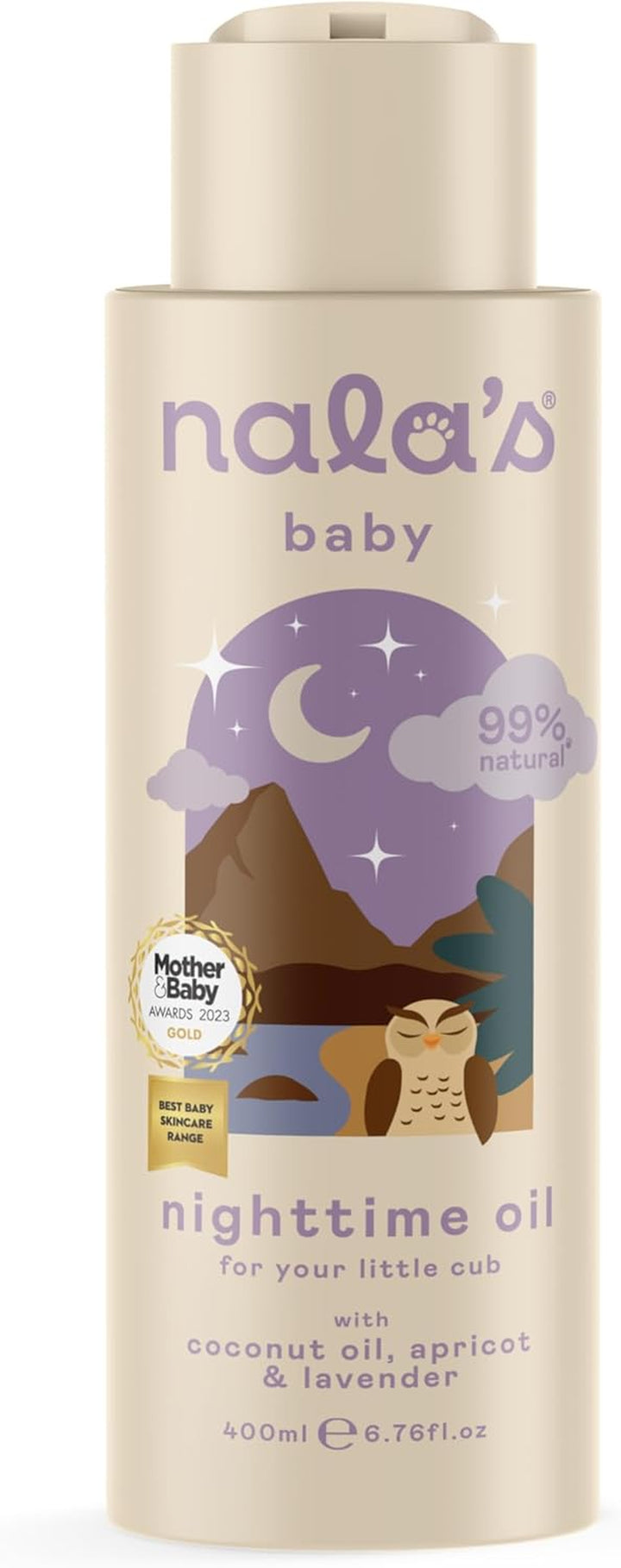 Nighttime Oil | Award-Winning |99% Natural | Dermatologically-Tested and Paediatrician-Approved | Coconut Oil, Apricot and Lavender | Vegan | 400Ml | Nalas Baby