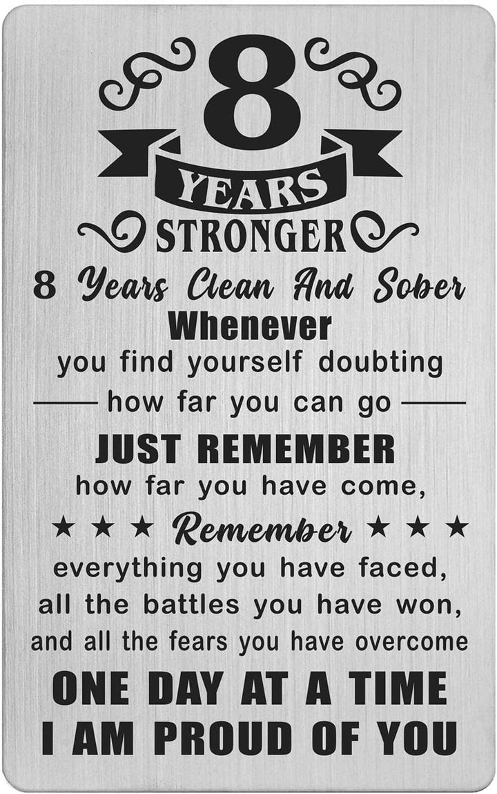 2 Year Sober Card - 2 Year Sobriety Gifts for Women Men - 2 Year Clean and Sober Gifts - 2 Yr Addiction Recovery Engraved Wallet Cards Token