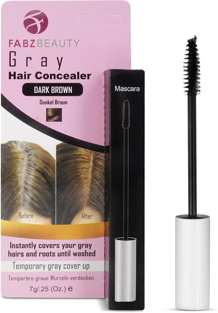 Grey Hair Root Cover up Mascara | Instant Dark Brown Touch up Wand for Men & Women, Quick Concealer Brush to Hide Grey Roots, Easy Temporary Hair Colour Solution (Dark Brown)