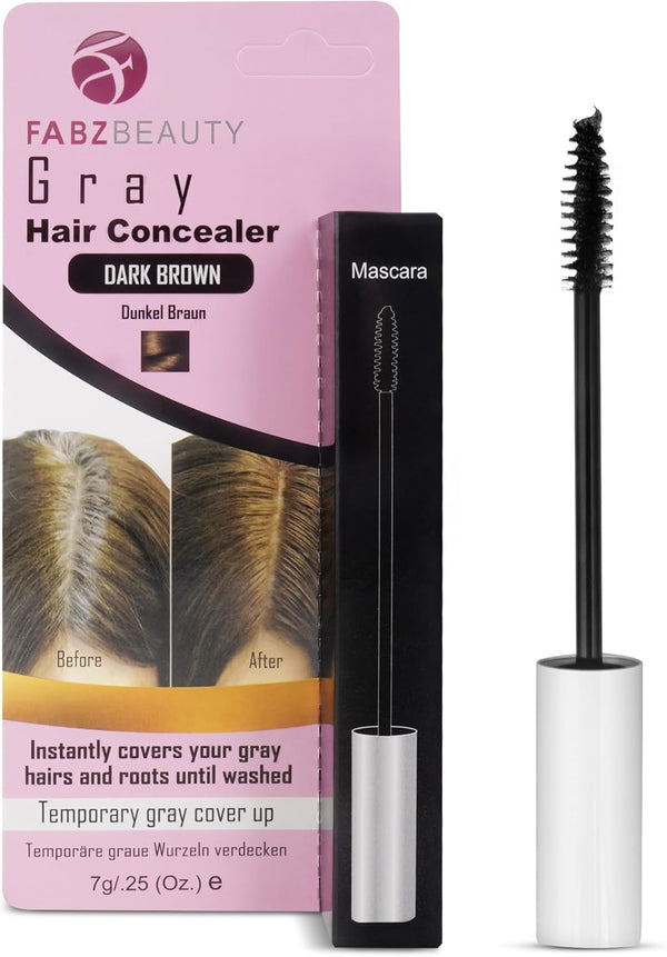 Grey Hair Root Cover up Mascara | Instant Dark Brown Touch up Wand for Men & Women, Quick Concealer Brush to Hide Grey Roots, Easy Temporary Hair Colour Solution (Dark Brown)