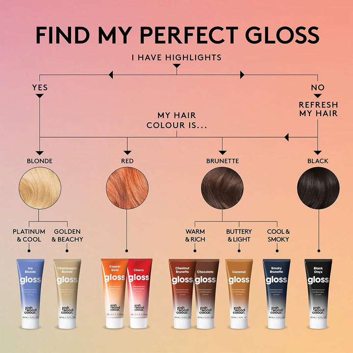 Josh Wood Hair Gloss (Caramel) - Semi-Permanent Gloss Refreshes and Enriches Brown Locks, Adds Warm Caramel Tones - Lasts up to 6 Washes - 100% Vegan - Cream (100Ml)