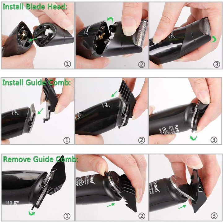 Beard Trimmer Hair Clipper All 11 in 1 Man'S Grooming Kit Facial Nose and Head Haircut Trimming, Rechargeable Mustache Trimmers Shaver Suit Hair Cutter with Fast Charge