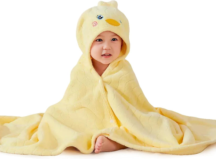 Hooded Towel for Babies, 80 X 80 Cm, Baby Bath Towel, Baby Bath Towel Made of Coral Fleece, Babies Newborns, Blue