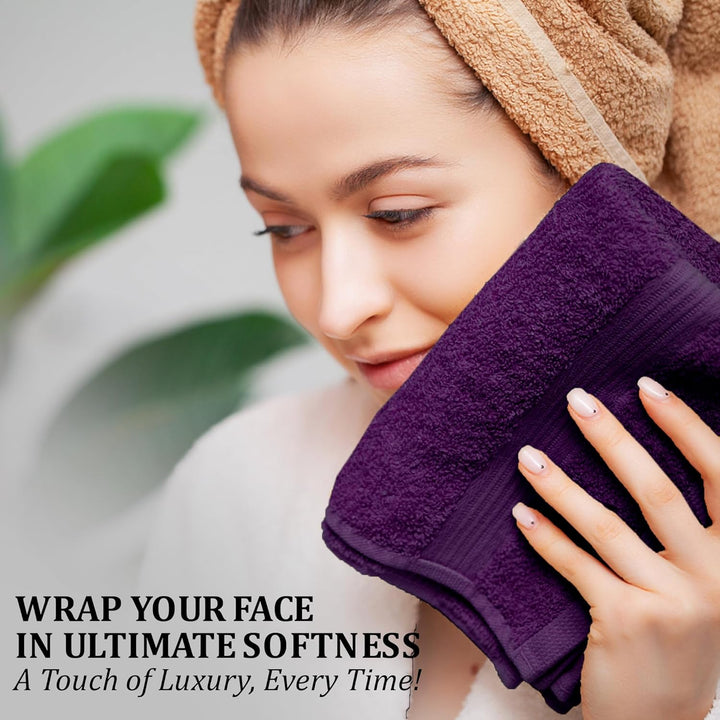 4 Packs Zero Twist Face Cloths 33X33Cm - 100% Cotton Washcloths Absorbent & Super Soft Hotel Quality Towels | Oeko-Tex Certified (4, Plum Purple)