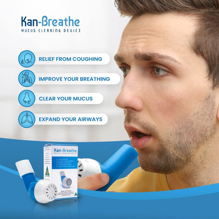 Natural Lung Exerciser & Mucus Removal Device - Naturally Clear Mucus from Airways & Improve Lung Capacity with This Opep Respiratory Breathing Exercise Device - Made in Australia – Blue