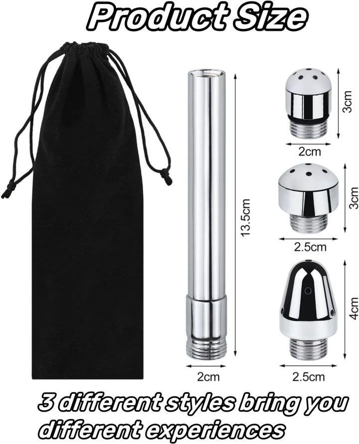 Shower Enema Douche Nozzle Shower Attachments Kits with 3 Aluminum Shower Heads Shower Cleaner System,Handheld Water Shower Nozzle Cleaning Kit Douches for Men Women Cleaning, with Velvet Carry Bag