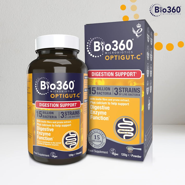 Bio360 Optigut-C Powder 120G – 15 Billion Live Bacteria Cultures – Supports Digestion, Gut Flora, Digestive Health, Immune System – High Potency, Vegan, Non-Gmo, Gluten-Free Microbiotic