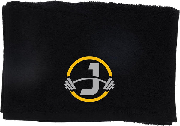 Gym Towel with Monogrammed Embroidery Initial Gift for Men & Women, Training Accessory Gift, Gym Towel Present for Weight Lifting Birthday, Retirement, Christmas - Black, J