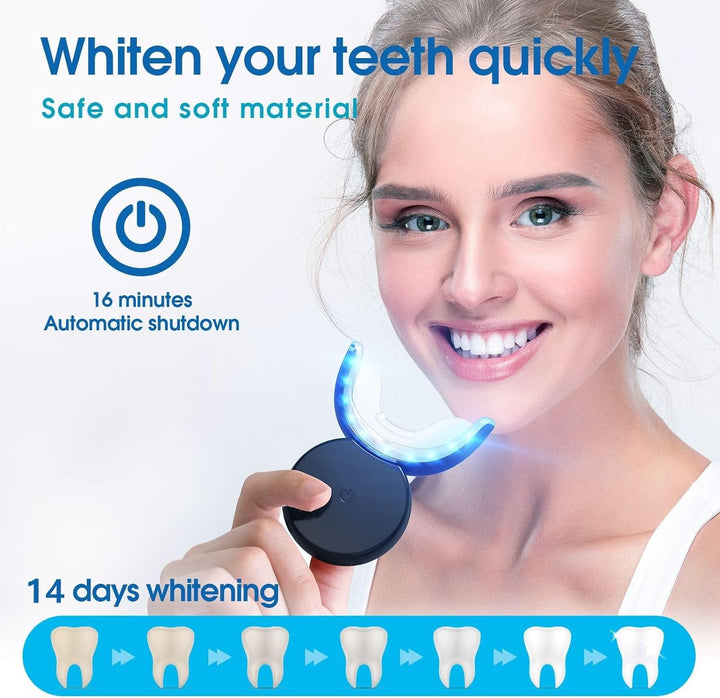 LED Teeth Whitening Kit: Home Teeth Bleaching Kit Including Tooth Whitening Gel Pen and Bleaching Light Tray - Quickly and Safely Remove Stains to Make Tooth White