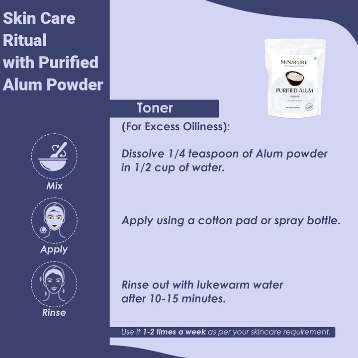 Mi Nature Alum Powder Potassium (Fitkari/Phitkari) -100% Natural Skincare for Acne, Odor Control & Water Purification Face Mask for |Pore Refining 1Kg| Face Pack Powder |Cruelty-Free