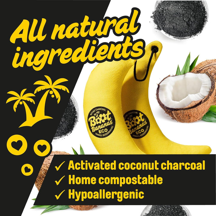 Eco Travel Deodorisers – Fragrance-Free Activated Charcoal Odour Removers for Smelly Shoes, Gloves & Bags – Lightweight, Compostable, Reusable Freshness on the Go – Lasts up to 12 Months