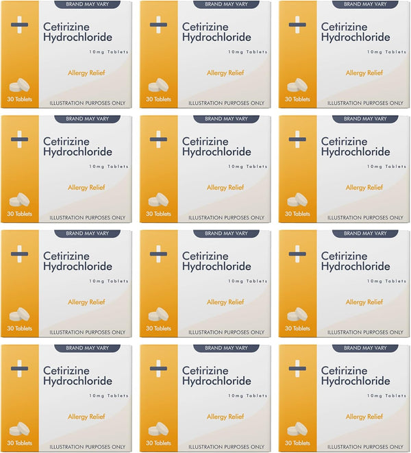 Cetirizine Hayfever and Allergy Tablets | 12 Months Supply | 30 Tablets X 12