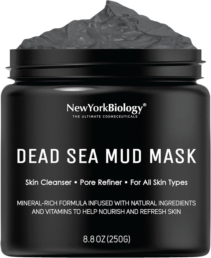 New York Biology Dead Sea Mud Mask for Face and Body with Stem Cell and Collagen - Spa Quality Pore Reducer for Acne, Blackheads and Oily Skin, Natural Skincare for Women, Men - Tightens Skin - 113 G