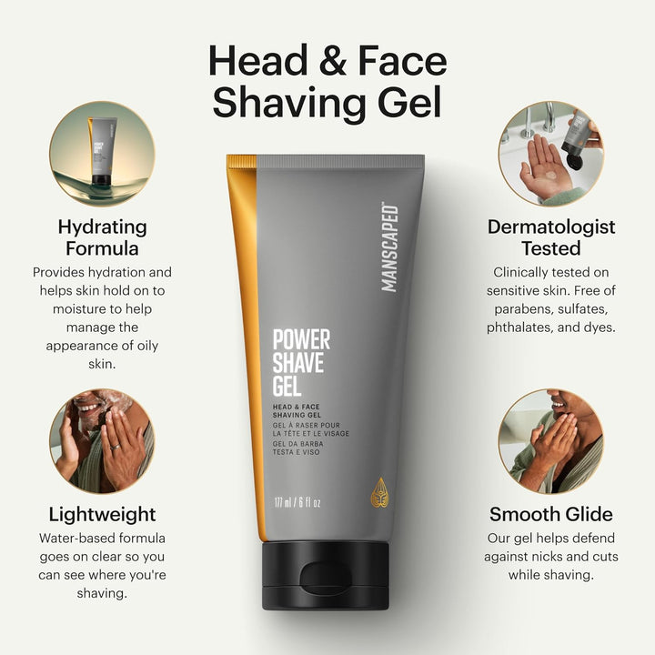 ® Power Shave Gel, Men'S Soothing Head & Face Shaving Gel, with Witch Hazel & Gentle Liquid Exfoliants to Help Defend against Irritation, Ingrown Hairs & Razor Bumps, 6 Fl Oz