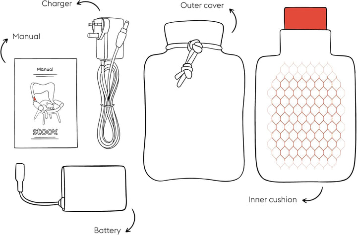 Homey - Heated Cushion - Infrared Heating Technology - Cordless Ease of Use - 2 to 4 Hours of Warmth of Warmth - 20 X 25 Cm - Velvet