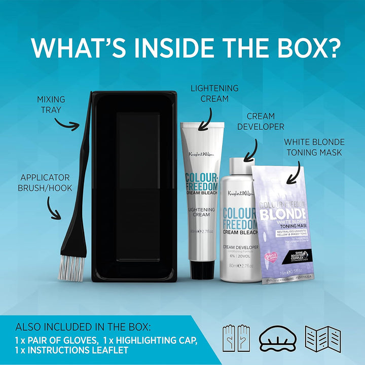 Colour-Freedom Cream Hair Bleach. Ammonia-Free Formula Lifts up to 8 Shades. Protects & Repairs While Lightening. Complete Bleaching Kit Including Tint Bowl & Brush,Packaging May Vary