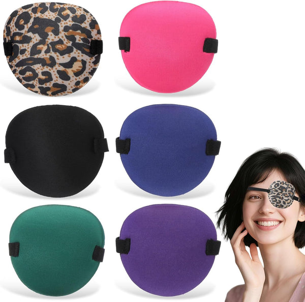 6Pcs Eye Patch, 3D Adjustable Medical Eye Patch for Adults and Kids, Amblyopia Lazy Eyes Patches for Left or Right Eyes, 6 Colors Soft Eyepatches