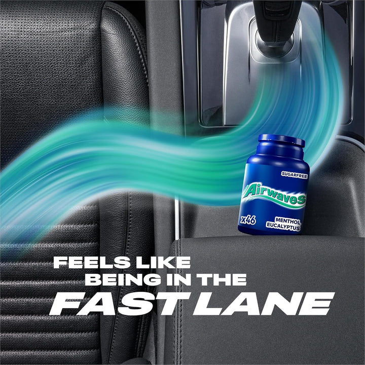 Chewing Gum Menthol & Eucalyptus, 46 Pieces, Sugar Free Chewing Gum Bottle with Menthol Freshness