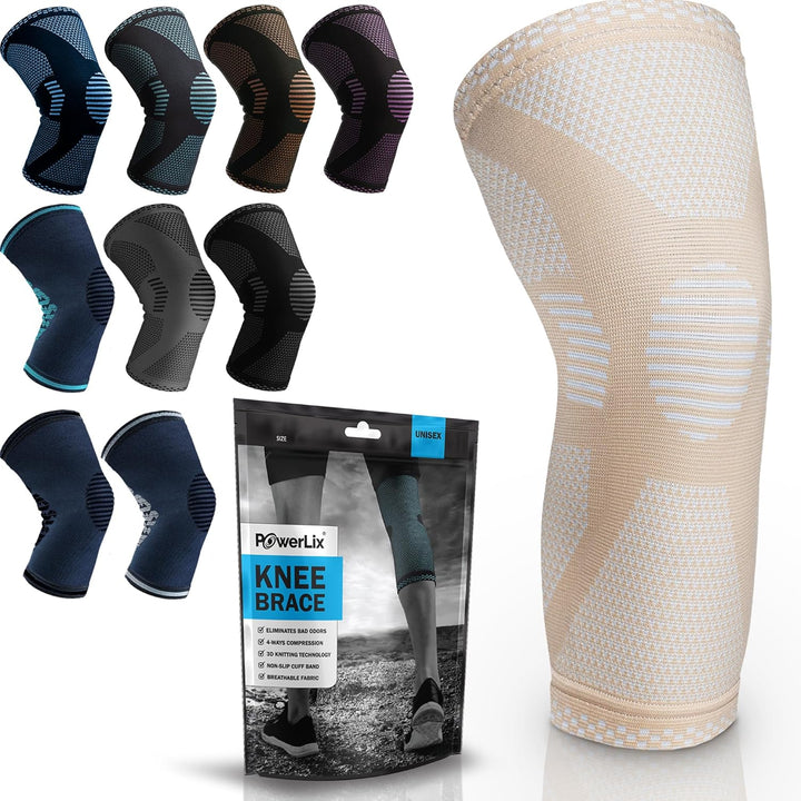 Knee Compression Sleeve - Best Knee Brace for Knee Pain for Men & Women Knee Support for Running, Basketball, Volleyball, Weightlifting, Gym, Workout, Sports