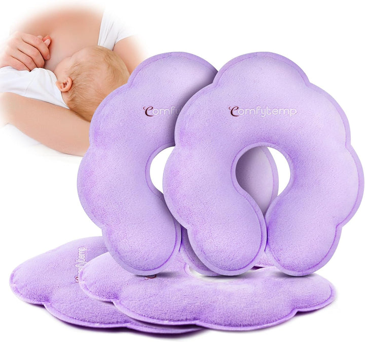 4 Packs Breastfeeding Therapy Pads, Breastfeeding Gel Ice Packs, Larger Dual-Sided Hot & Cold Pads for Nursing Mothers, Reusable Postpartum Essentials for Pain Relief, Mastitis, Engorgement