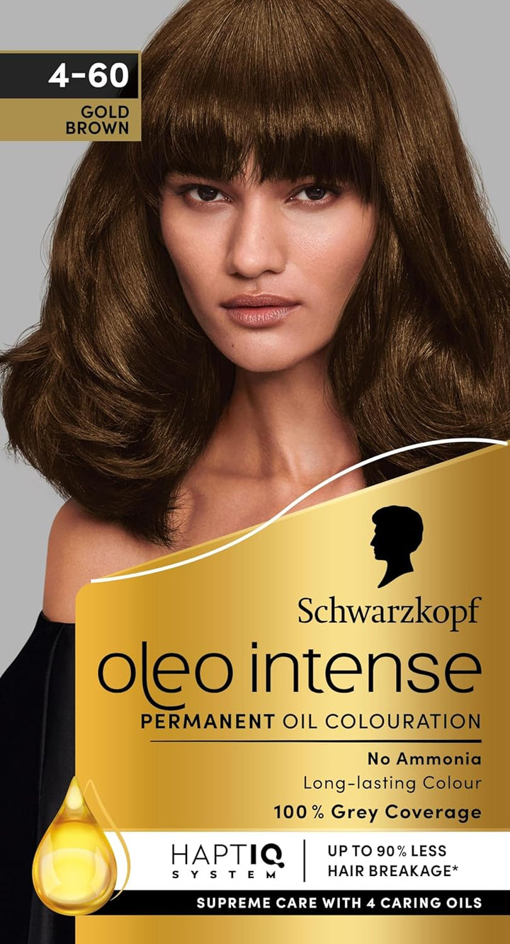 Oleo Intense Permanent Oil Colour 4-86 Chocolate Brown, 100% Grey Coverage, Conditioner with Haptiq System, Long-Lasting Colour, Ammonia Free Hair Dye