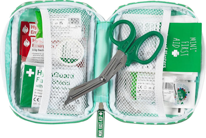 Kit - 90 Items Kids First Aid Kit Includes Plasters, Bandages, Scissors, Tweezers & Burn Gel – for Car, Home, Office, Travel & Camping - Ideal for Babies & Kids – as Seen on Dragons Den