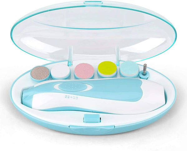 Baby Nail File,  Electric Baby Nail Clipper with LED Front Light - Safe and Quiet, Baby Nail Trimmer with 6 Grinding Heads for Newborn, Infant Toddler Kids