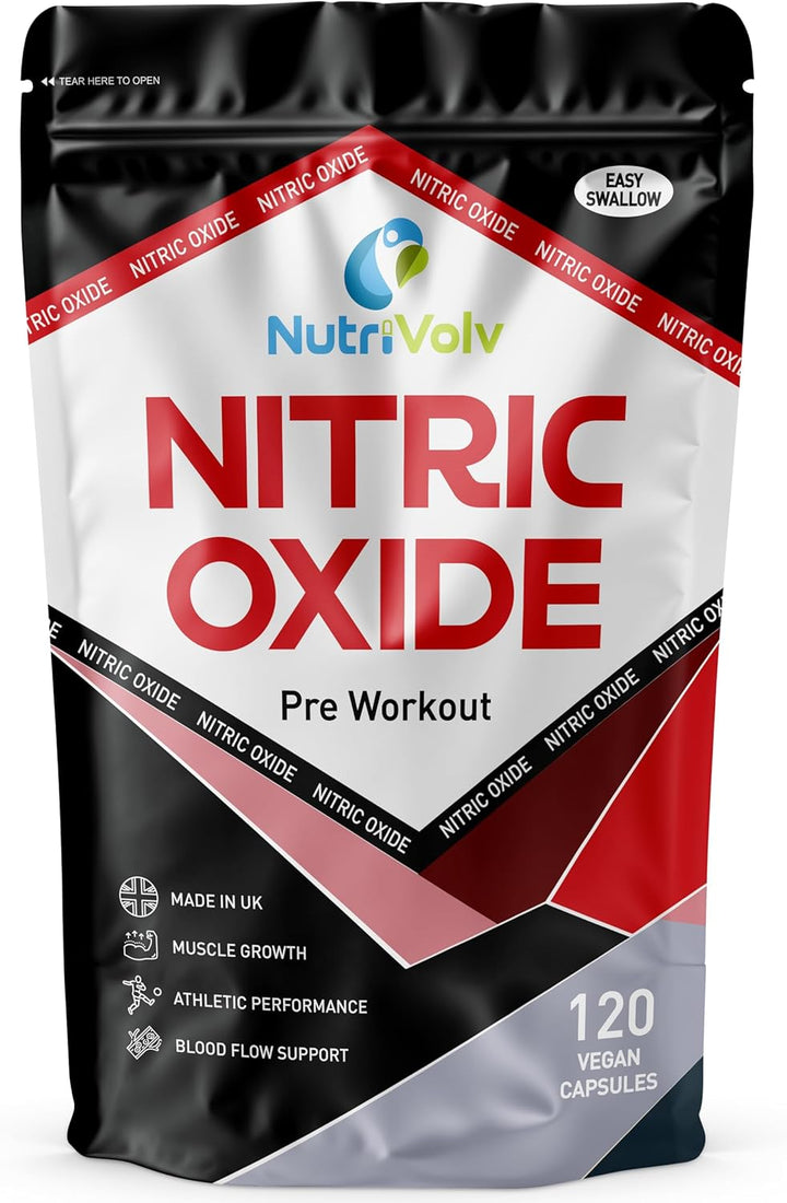 Nitric Oxide L-Arginine 100% Pre Workout Supports Athletic Performance and Muscle Building | 120 Capsules