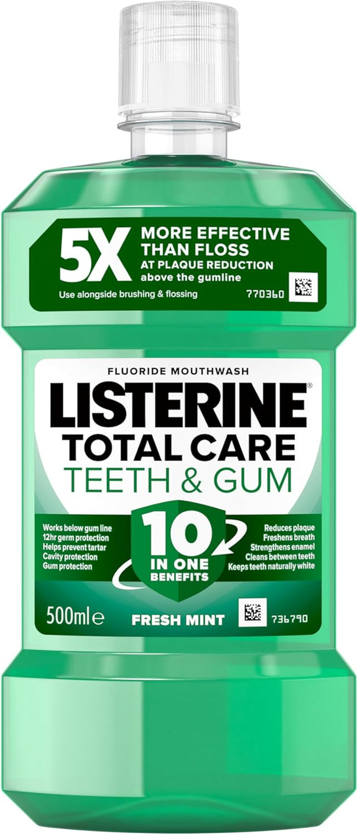 Total Care Teeth and Gum Mouthwash (1 X 500Ml), 10-In-1 Benefits for Total Oral Care, to Maintain a Clean and Healthy Mouth