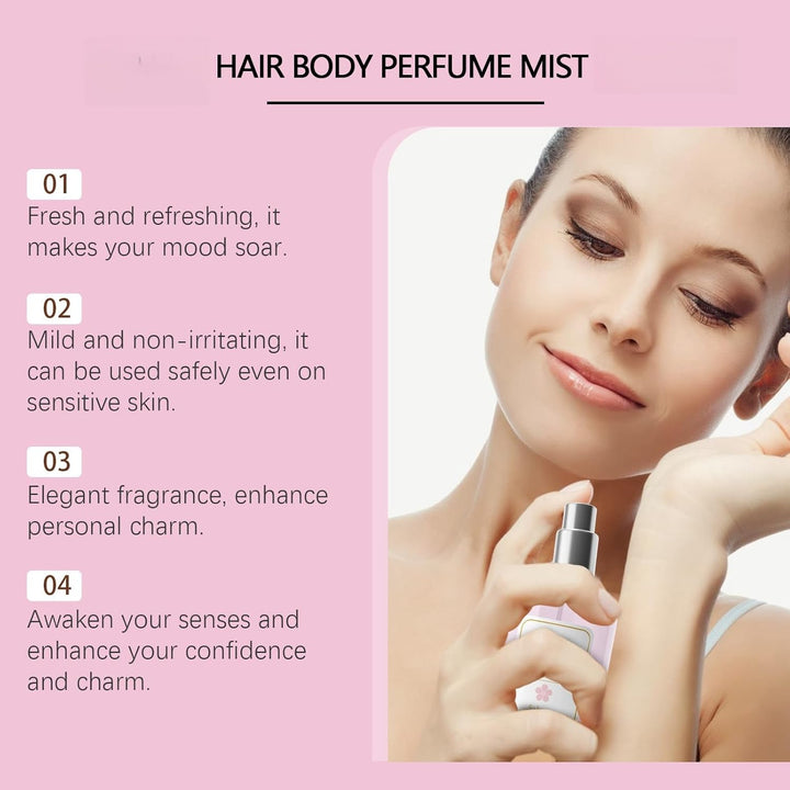 5PCS Brazilian Perfume Body Spray,Brazilian Perfume,Hair and Body Mist,Body Fragrance,Long Lasting Perfumes for Women,Fruity Body Spray Body Splash,Natural Moisturizing Body Splash for Women