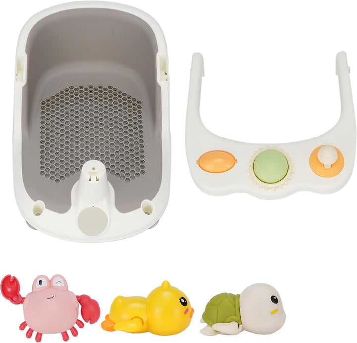 Baby Bath Seat 6 Months+ Child Bath Tub Non-Slip Baby Bath Chair with Toys, Water Jug, Grey New