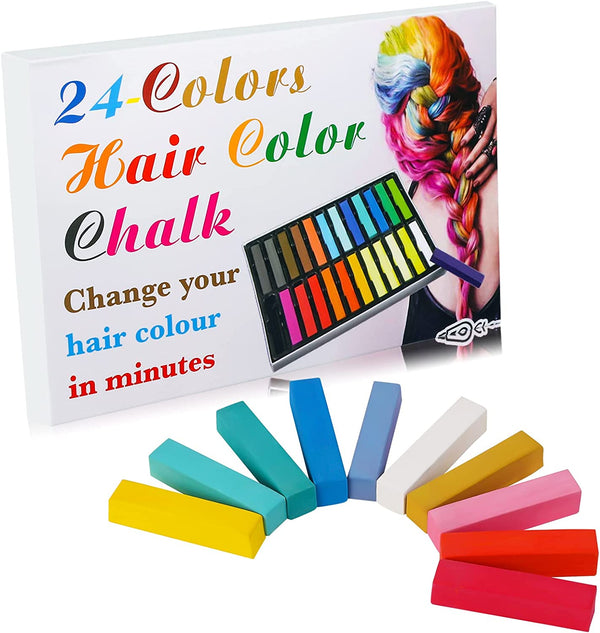 Hair Chalk Pens 24 Pack, Temporary Hair Chalk Comb, Washable Hair Color Safe for Kids and Teen - for Party, Girls Gift, Kids Toy, Birthday Christmas Gifts for Girls, 24 Bright Colors