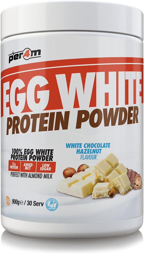 100% Pure Free Range Egg White Protein Powder | High Protein Shake with Added Mcts | Gut Friendly, Lactose-Free & Essential Amino Acids (900G, White Chocolate Hazelnut)