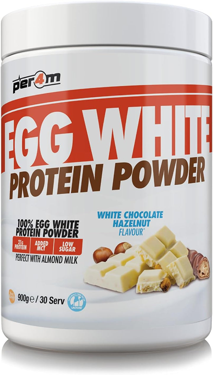 100% Pure Free Range Egg White Protein Powder | High Protein Shake with Added Mcts | Gut Friendly, Lactose-Free & Essential Amino Acids (900G, White Chocolate Hazelnut)