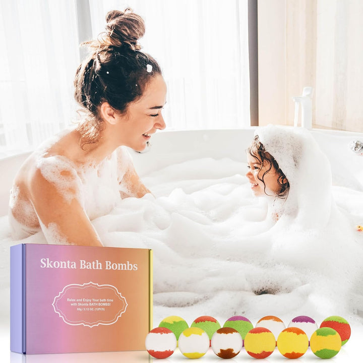 Bath Bombs Gift Set, 12-Pieces Handmade Fizzy Bubble Bath Bombs, Vegan & Cruelty Free, Perfect for Bubble and Spa Bath, Birthday Mothers Day Gifts Idea for Her/Him, Wife, Girlfriend Teens